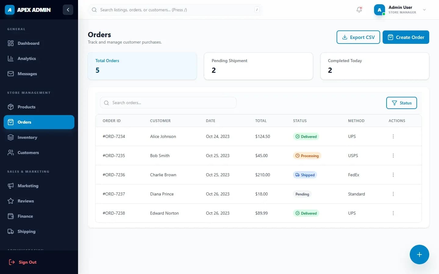 Apex Admin — Store Admin Panel — screenshot 1