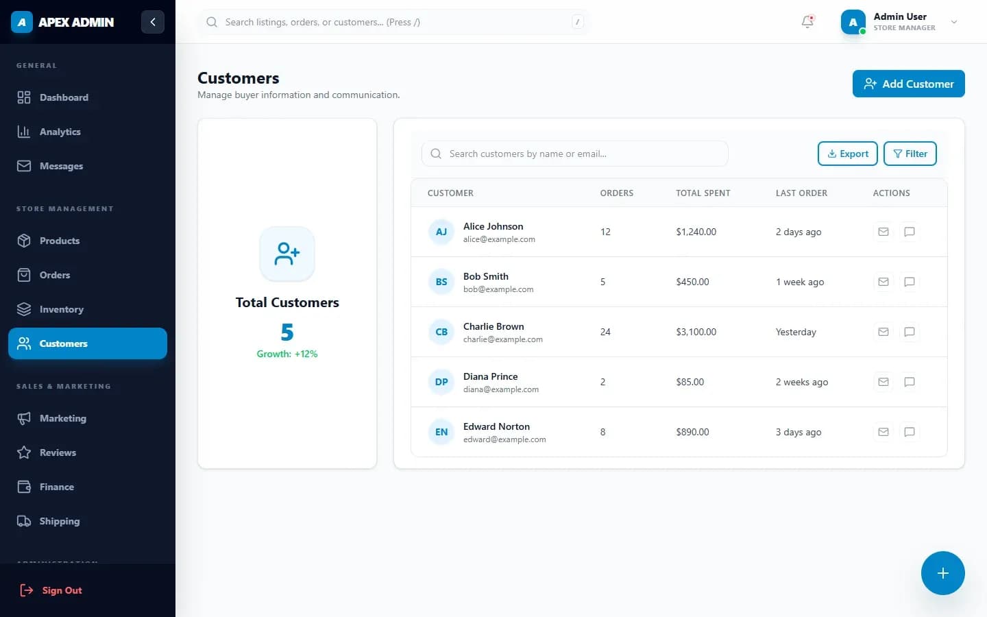 Apex Admin — Store Admin Panel — screenshot 3