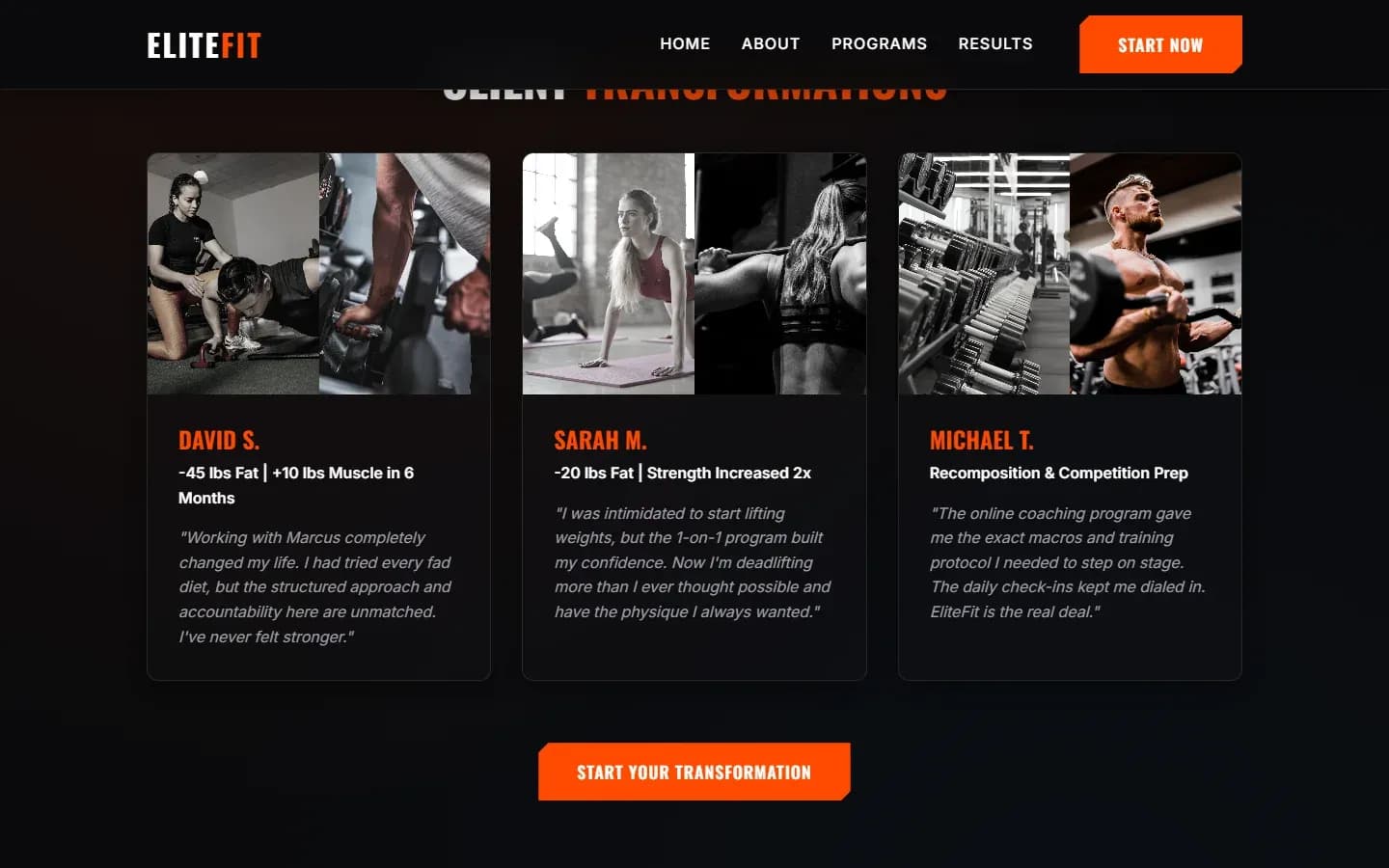 EliteFit — Gym & Personal Trainer Website — screenshot 3