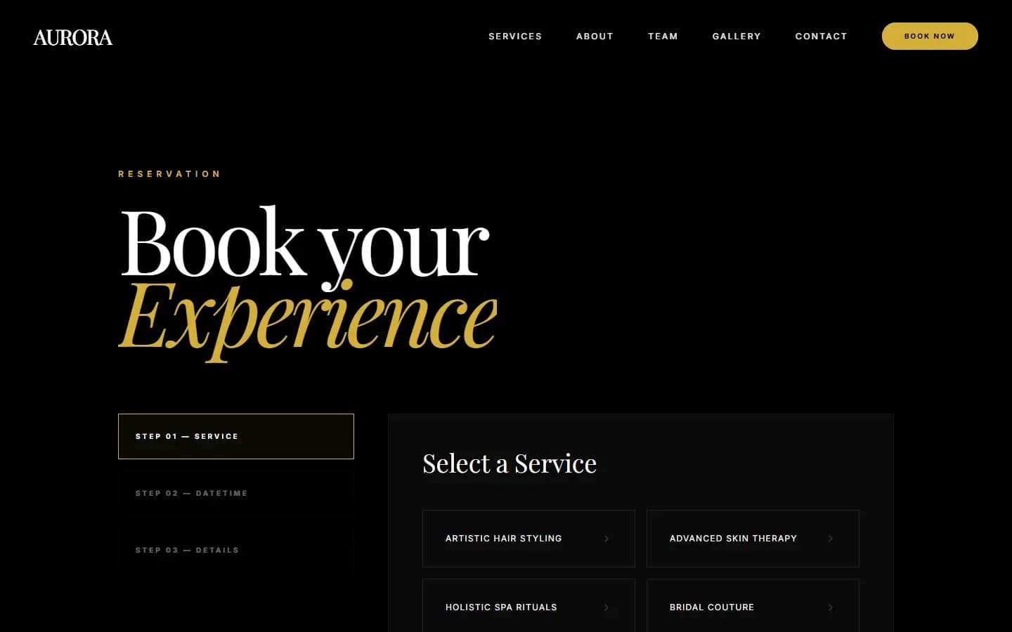 Aurora — Salon & Beauty Website — screenshot 2