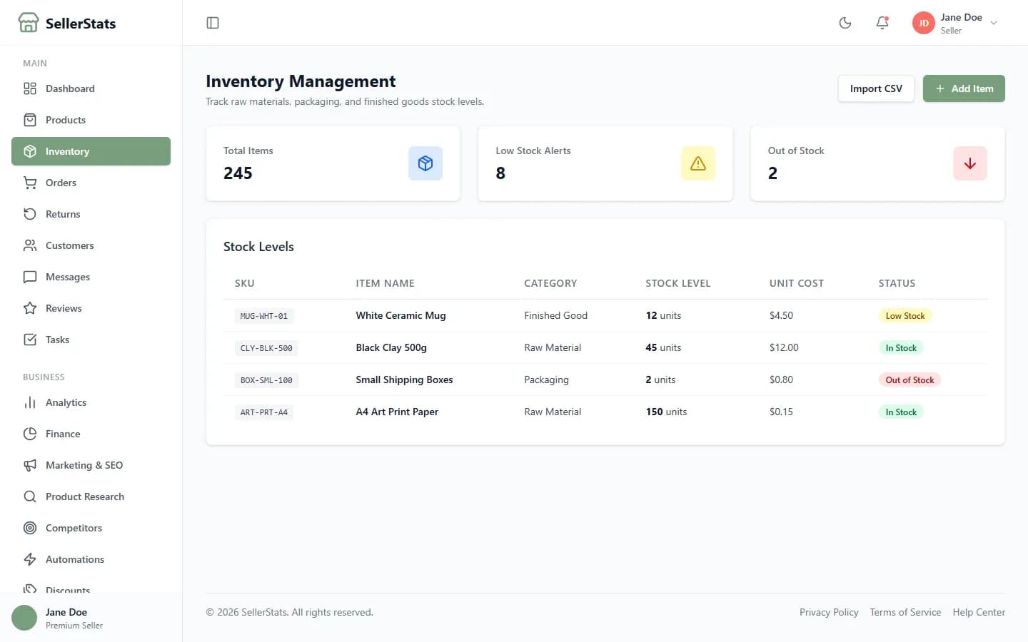 SellerStats — Analytics Dashboard for Online Sellers — screenshot 2