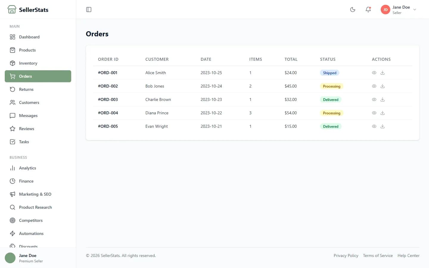 SellerStats — Analytics Dashboard for Online Sellers — screenshot 3