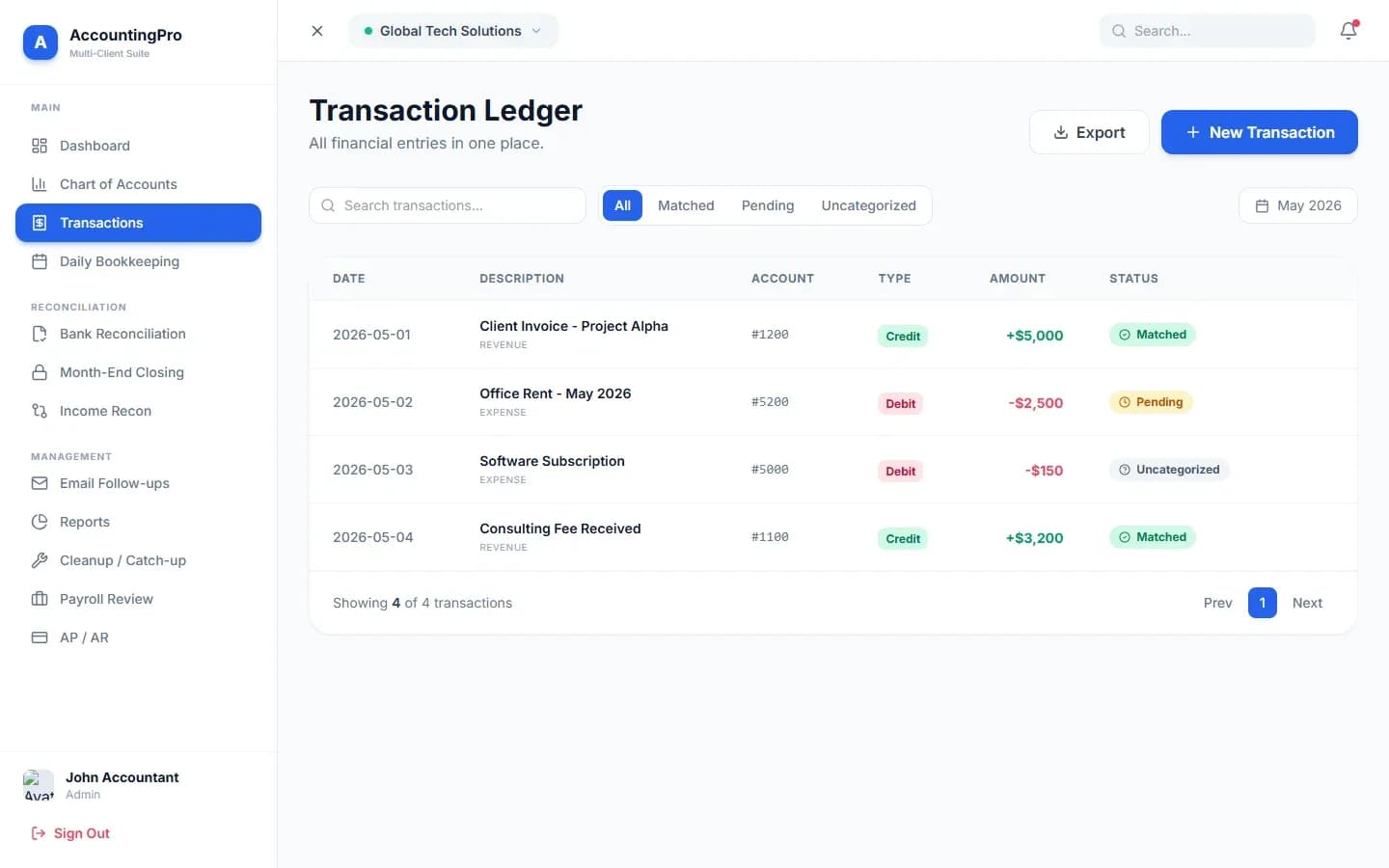 AccountingPro — Multi-Client Bookkeeping Suite — screenshot 1