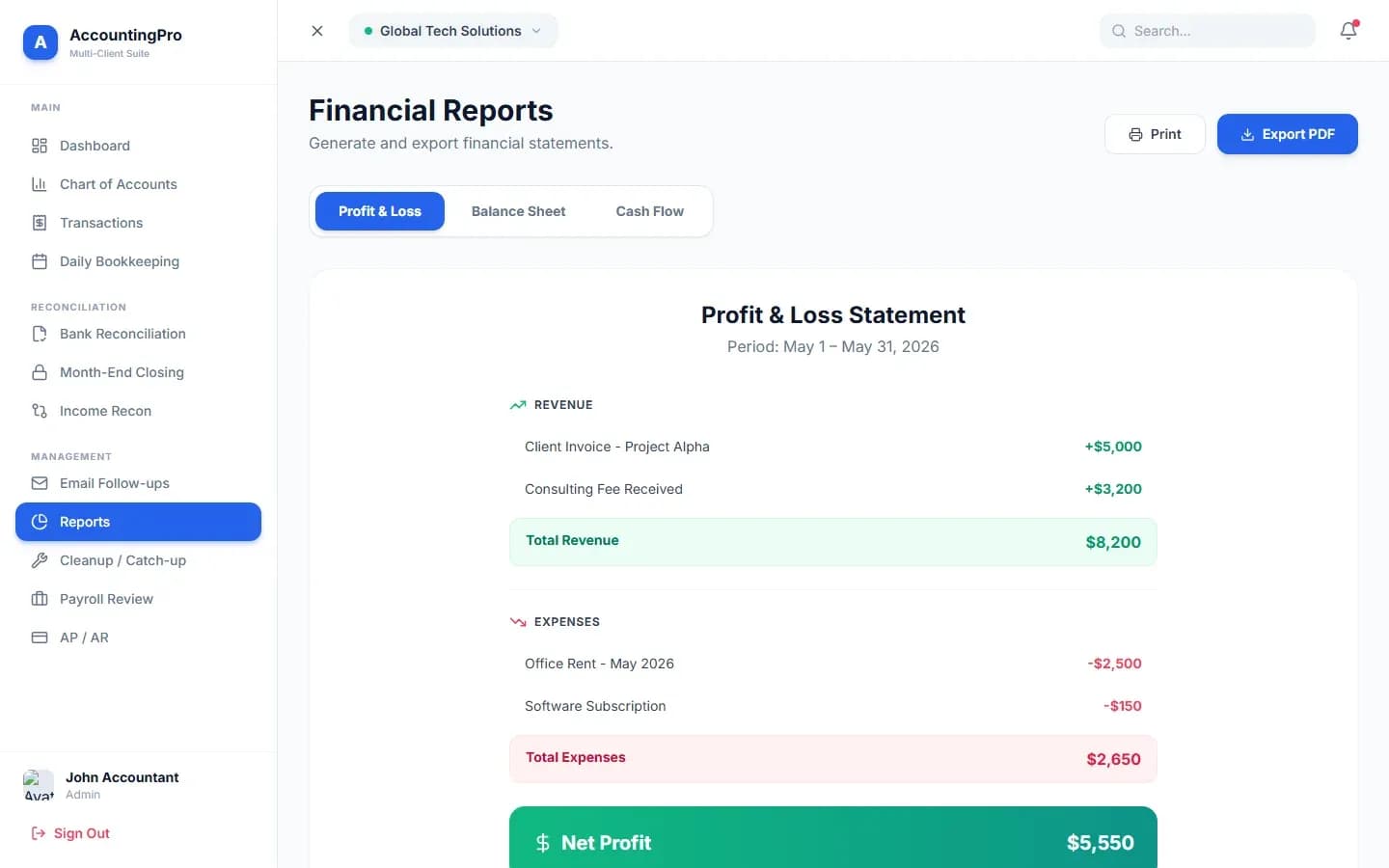 AccountingPro — Multi-Client Bookkeeping Suite — screenshot 2
