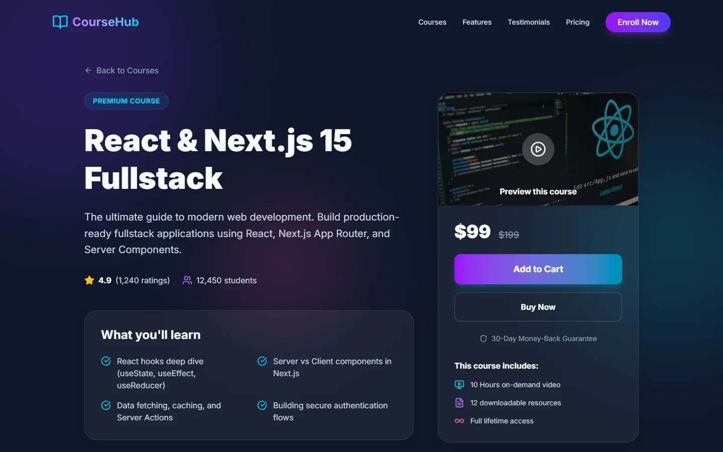 CourseHub — Online Course Landing Page — screenshot 1