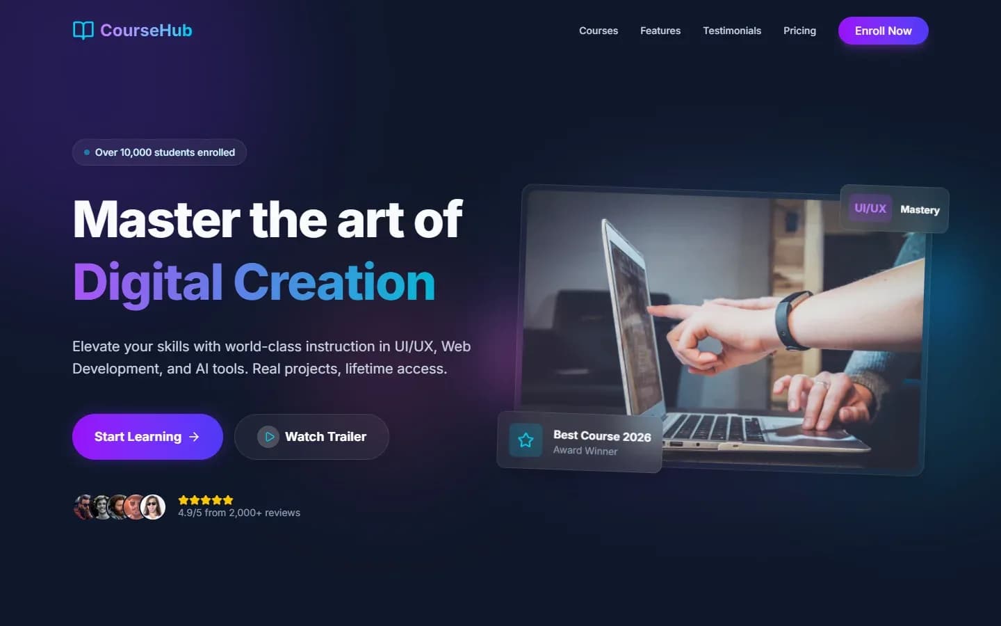 CourseHub — Online Course Landing Page — screenshot