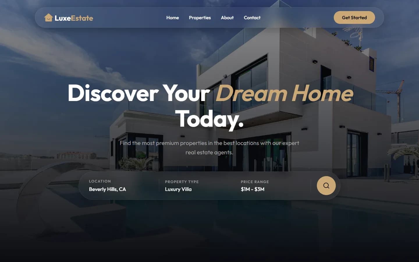 LuxeEstate — Luxury Real Estate Website — screenshot